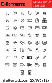 E-Commerce Collection Icon Set Lineart Style