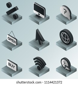 E-commerce color gradient isometric icons