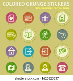 e-commerce colored grunge icons with sweats glue for design web and mobile applications