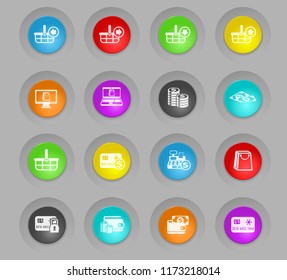 e-commerce colored plastic round buttons vector icons for web and user interface design