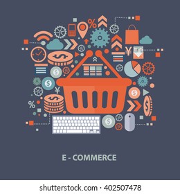 E-commerce concept design on clean background,vector