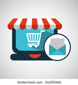 e-commerce concept email cart icon vector illustration eps 10