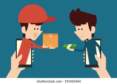 e-commerce concept flat design, vector