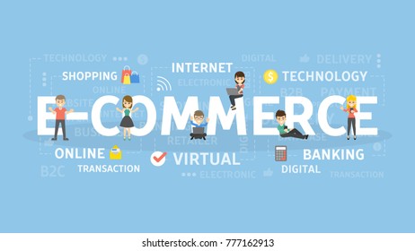 E-commerce concept illustration. Idea of shopping, online and transaction.
