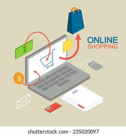 E-commerce concept isometric flat minimal design. Vector illustration 