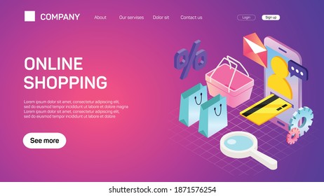 Ecommerce Concept Minimal Design Online Shopping Stock Vector (Royalty ...