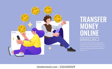 Ecommerce concept. Online shopping. Online delivery service concept. Fast delivery via mobile phone. Financial savings. money transfer from wallet to smartphone. Vector illustration.