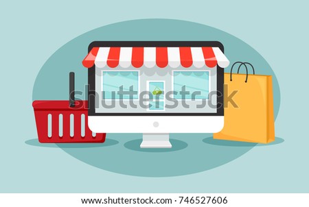 E-commerce concept, online shopping concept. vector illustration. Can be used for banner, marketing, and info-graphics.