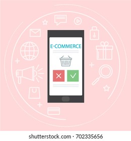 Ecommerce concept and realistic smartphone