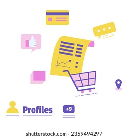 E-commerce concept vector illustration. Modern flat vector illustration in solid colors with business theme.
