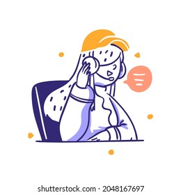 Ecommerce Customer Service recibe la llamada de queja del consumidor Icono Concepto estilo de diseño de mano Ilustración vectorial