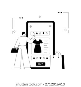 Cliente de comercio electrónico Ilustración de contorno de Vector EPS 10 Archivo