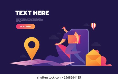 E-commerce delivery concept. Pay online and on-line shoppingt. Can be used for advertisement, infographics,mobile apps icon.