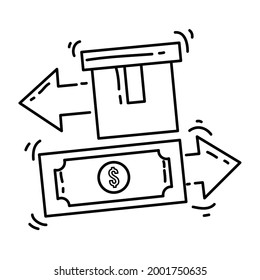 E-commerce delivery icon. hand drawn icon set, outline black, doodle icon, vector icon design.