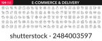 E-Commerce and delivery line icons set. Delivery methods, shopping, online shop, courier, marketing, store, price, order tracking, box - stock vector.