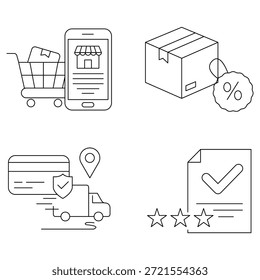 E-commerce delivery and order icons set