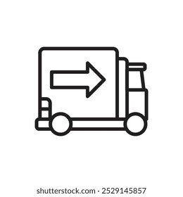 Ecommerce Delivery Truck Outline Icon Vector Illustration