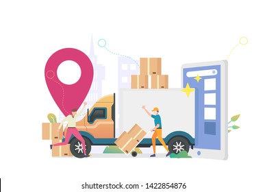 Ecommerce DeliveryVector Concept Illustration, Suitable for web landing page, ui, mobile app, editorial design, flyer, banner, and other related occasion