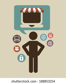 E-commerce design over beige background, vector illustration