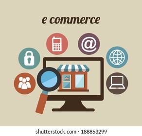 E-commerce design over beige background, vector illustration