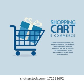 ecommerce design over  blue background. vector illustration
