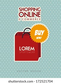 ecommerce design over  blue  background. vector illustration