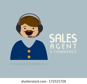 ecommerce design over blue  background. vector illustration