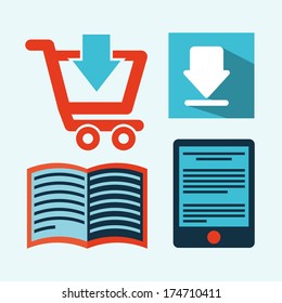 ecommerce design over  blue  background. vector  illustration 