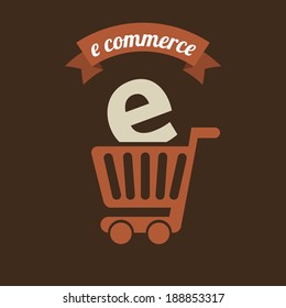 E-commerce design over brown background, vector illustration