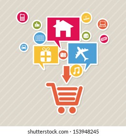 ecommerce design over lineal background vector illustration 