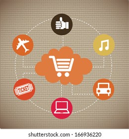 ecommerce design over lineal background vector illustration  