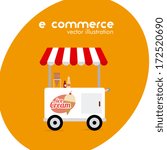 ecommerce design over  orange background. vector illustration