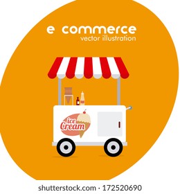 ecommerce design over  orange background. vector illustration
