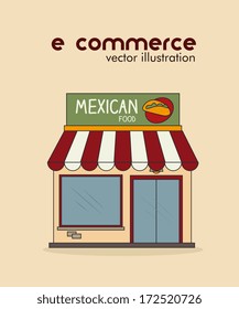 ecommerce design over  pink  background. vector illustration