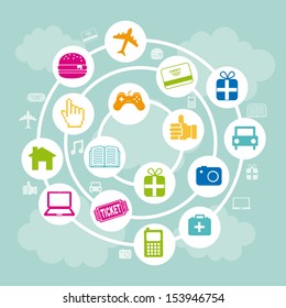 ecommerce design over sky background vector illustration 