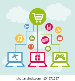 ecommerce design over sky background vector illustration 