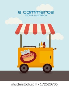 ecommerce design over sky   background. vector illustration