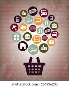 ecommerce design over vintage background vector illustration  