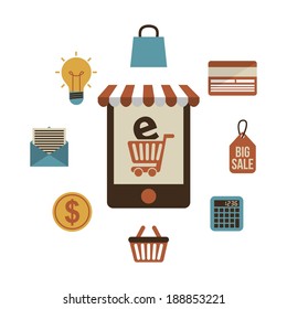 E-commerce design over white background, vector illustration