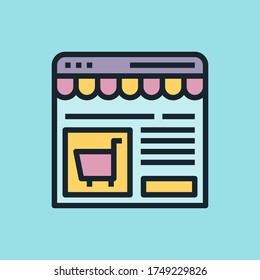 E-commerce. Digital marketing concept illustration, flat design linear style banner. Usage for e-mail newsletters, headers, blog posts, print and more. Vector