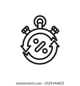 Ilustración vectorial de icono de contorno de descuento de comercio electrónico