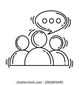 E-commerce discussion icon. hand drawn icon set, outline black, doodle icon, vector icon design.