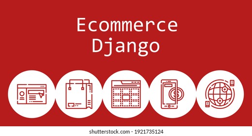 ecommerce django concepto de fondo con iconos de ecommerce django. Bolsa de compra relacionada con íconos, sitio web, internet, pago en línea