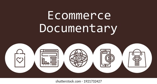 concepto de fondo documental ecommerce con iconos documentales ecommerce. Bolsa de compra relacionada con los iconos, sitio web, Internet, pago en línea