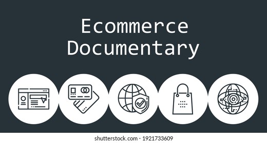 ecommerce documentary background concept with ecommerce documentary icons. Icons related debit card, shopping bag, website, internet