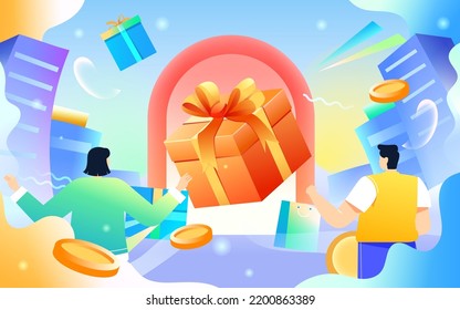 E-commerce double eleven shopping festival with shopping bags and gift boxes in the background, vector illustration