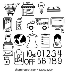 E-commerce drawing icons.