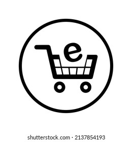 Ecommerce, e shopping icon. Black vector illustration.