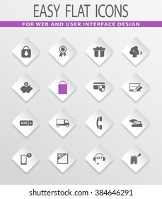 E-commerce easy flat web icons for user interface design