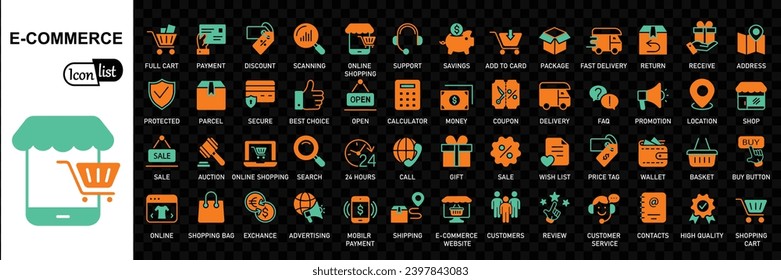 E-Commerce  editable colored icons collection. Simple vector illustration.